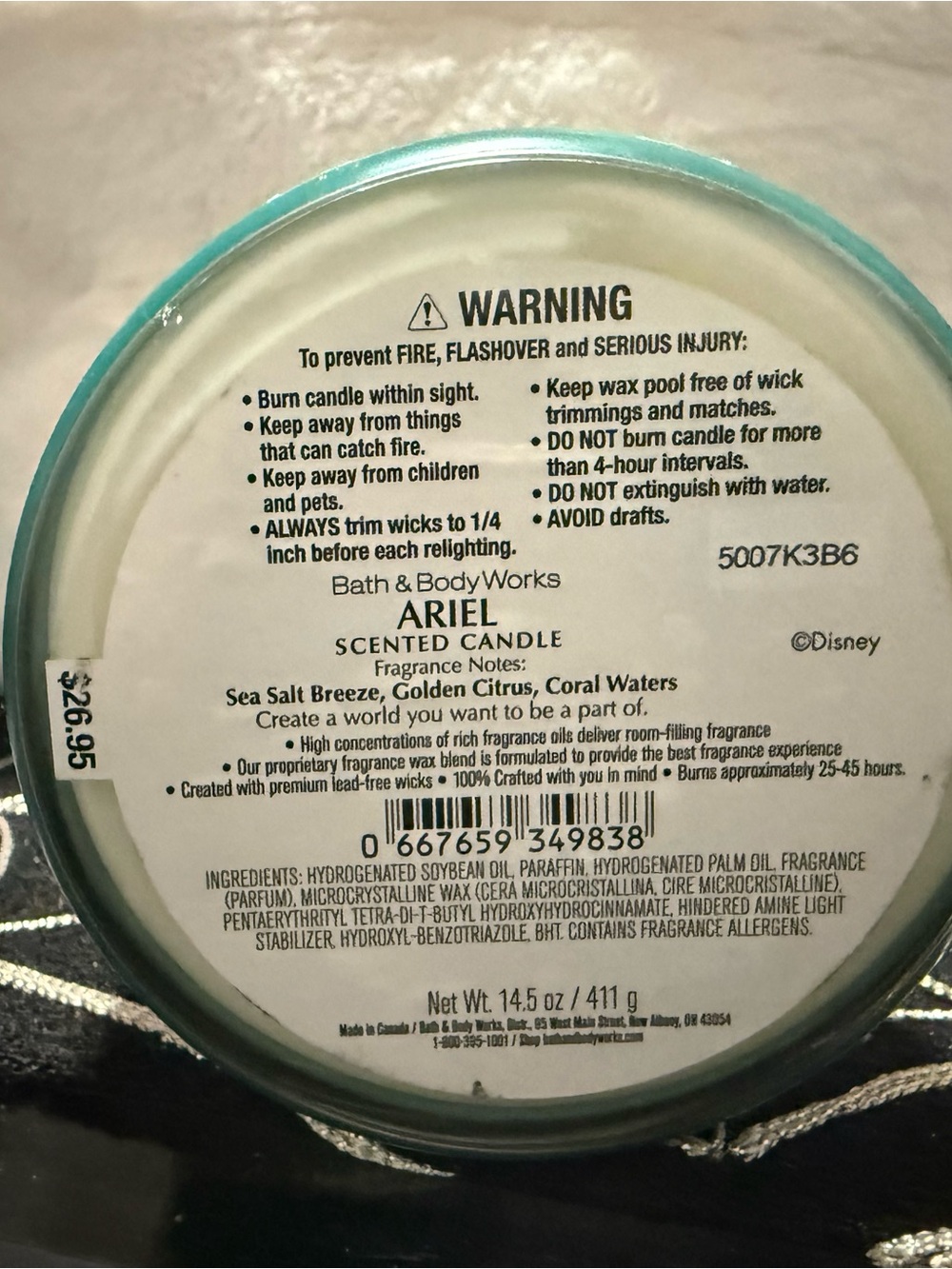 Bath and Body Works - Ariel 3 Wick Candle - Picture 5 of 5